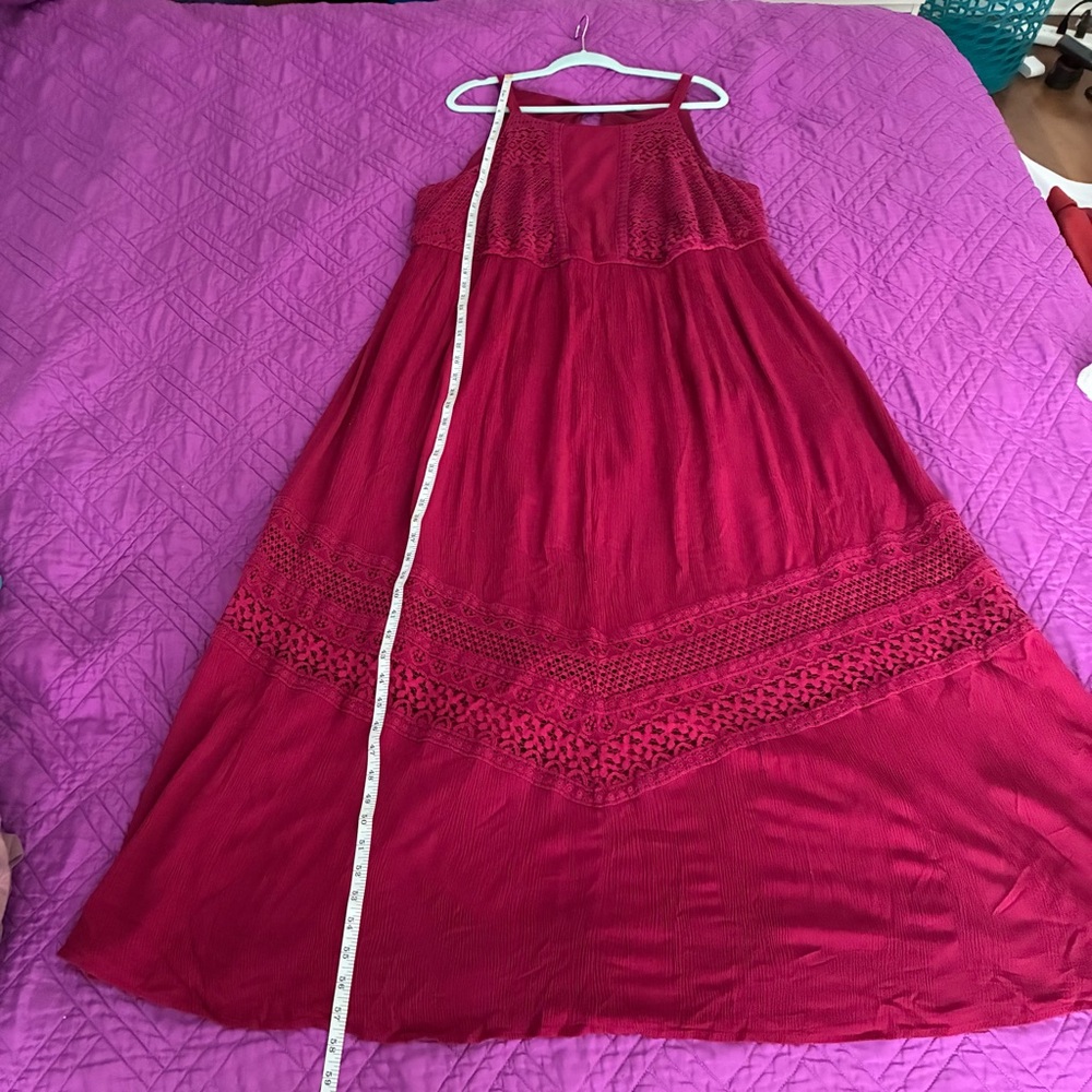 Torrid Burgundy Lace Maxi Dress Size 3 (3X) Wine Red Formal Evening Boho - Picture 14 of 15